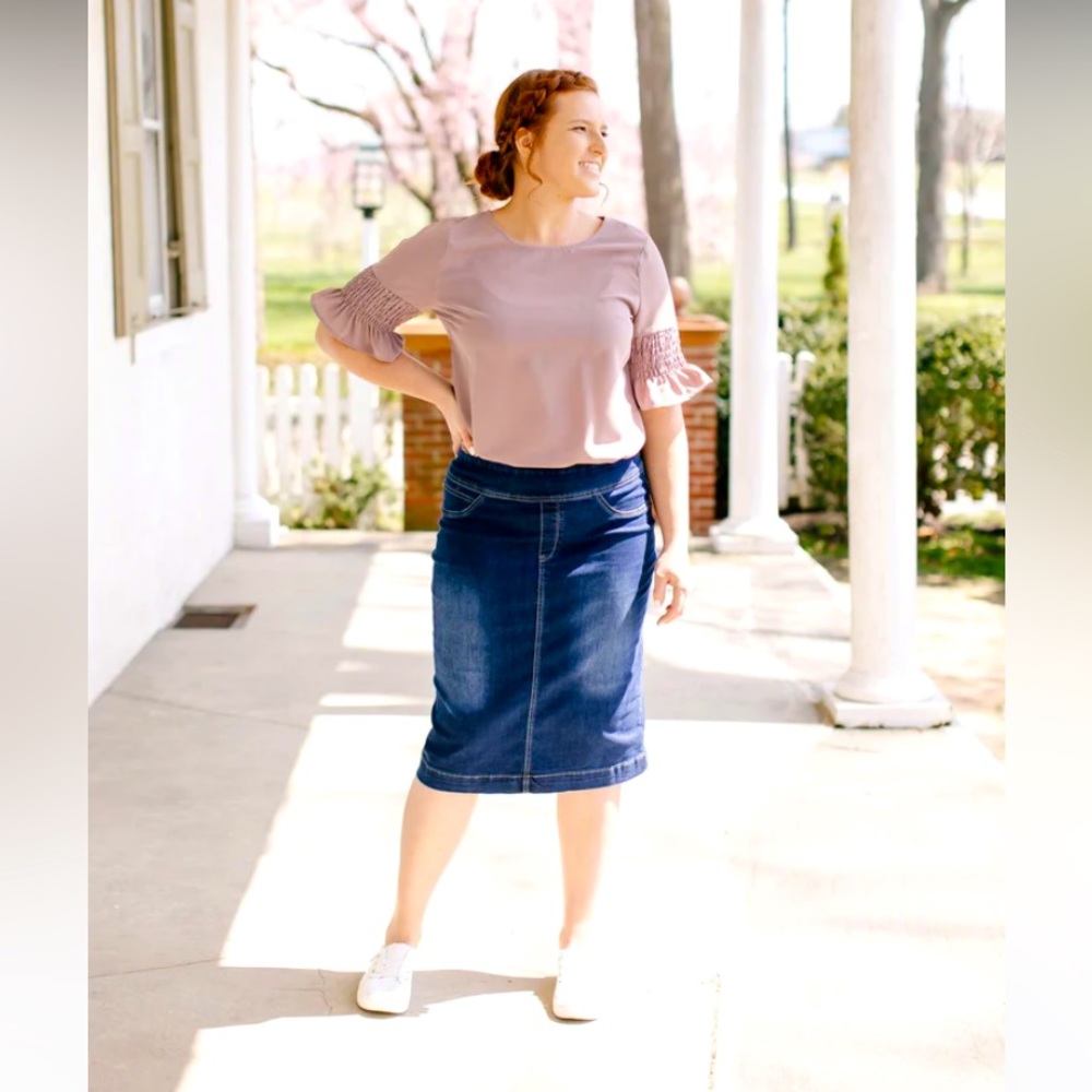 Sarah Midi Denim Skirt — Size 4